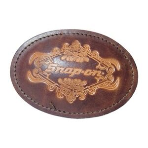 Vintage Snap-on‎ Tools Belt Buckle Leather SPP-624 Tooled Floral Wrench Brass
